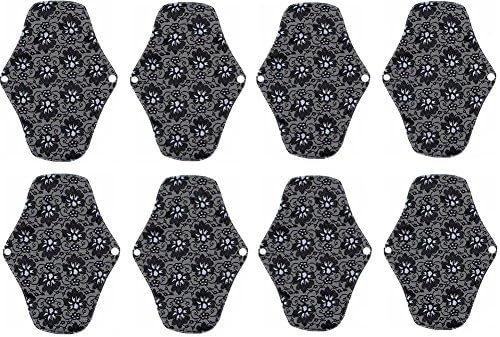 Wellwear Bamboo Reusable Sanitary Pads / Panty Liners/ Menstrual Pads / Sanitary Napkins (8 Pack)