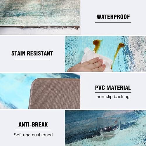 Miniatura 2 de TOMWISH Tapete de cocina antifatiga, antideslizante, 23.5 x 70 pulgadas, tapete acolchado de espuma viscoelástica, tapete cómodo de pie,