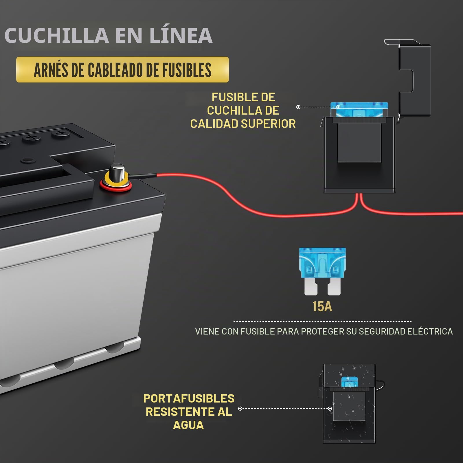 SKYWORLD kit de arnés de cableado de barra de luz led, 18AWG 12V interruptor de encendido y apagado kit de cableado de luz antiniebla para barra de todoterreno, faro de trabajo led, 1 lead
