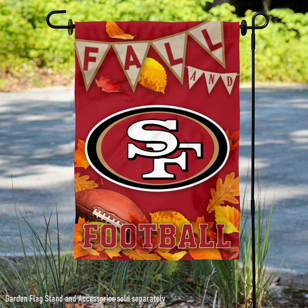 WinCraft San Francisco 49ers Fall Leaves Decorative Football Garden Flag Double Sided Banner