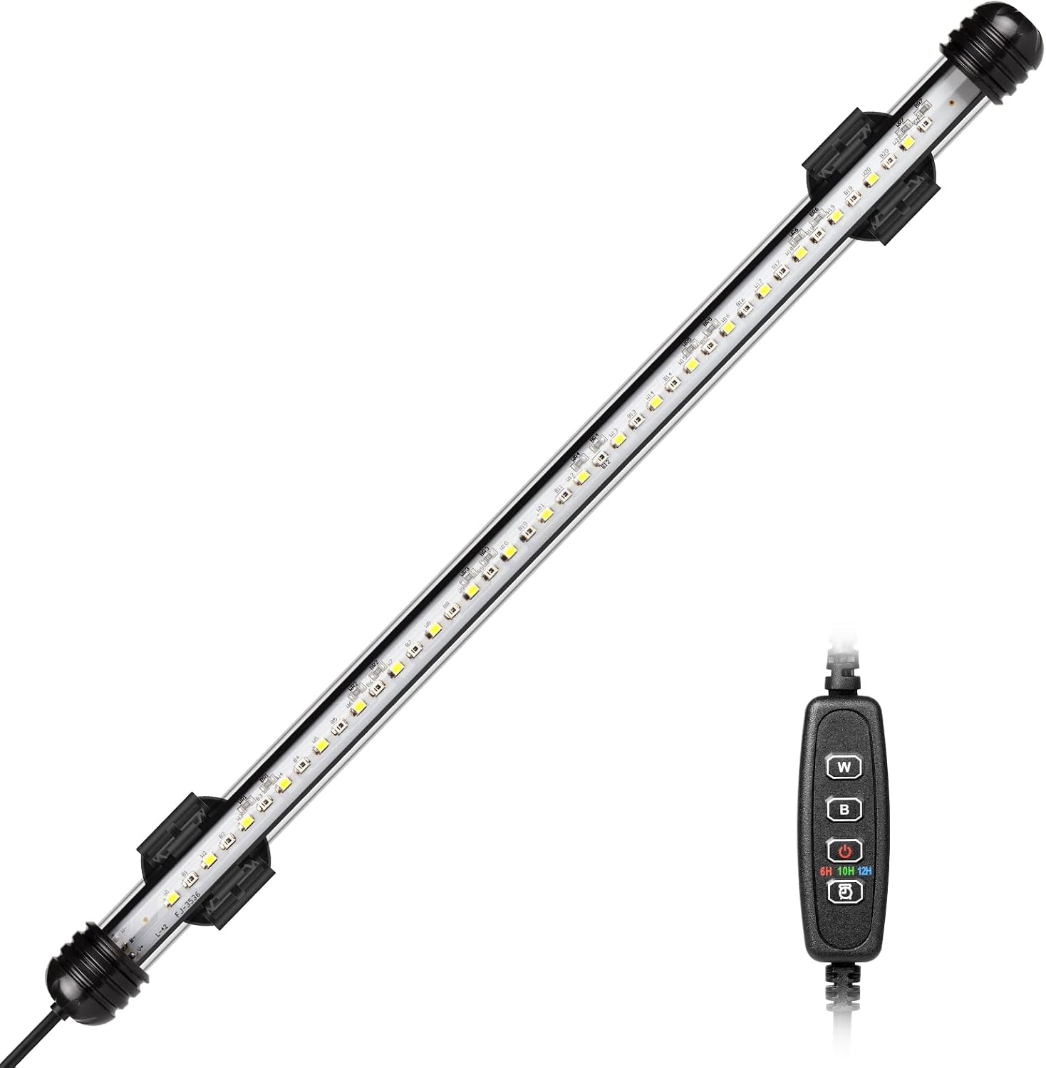 IREENUO Aquarium Light, Submersible Fish Tank Light with Auto on/Off Timer, Blue and White Color Changing Underwater LED Lighting for 15-60 Gallon Tanks