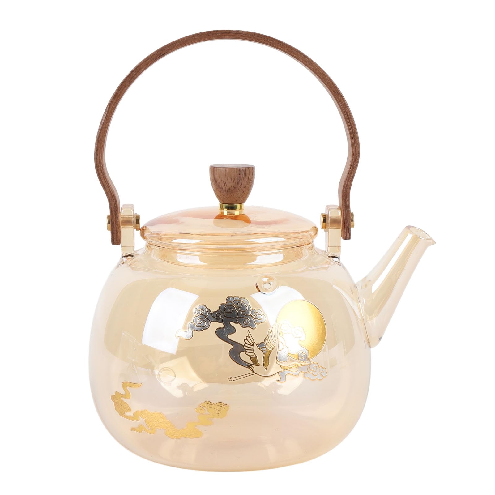 Théière en verre 950 ml pour thé à feuilles lâches et poêle céramique