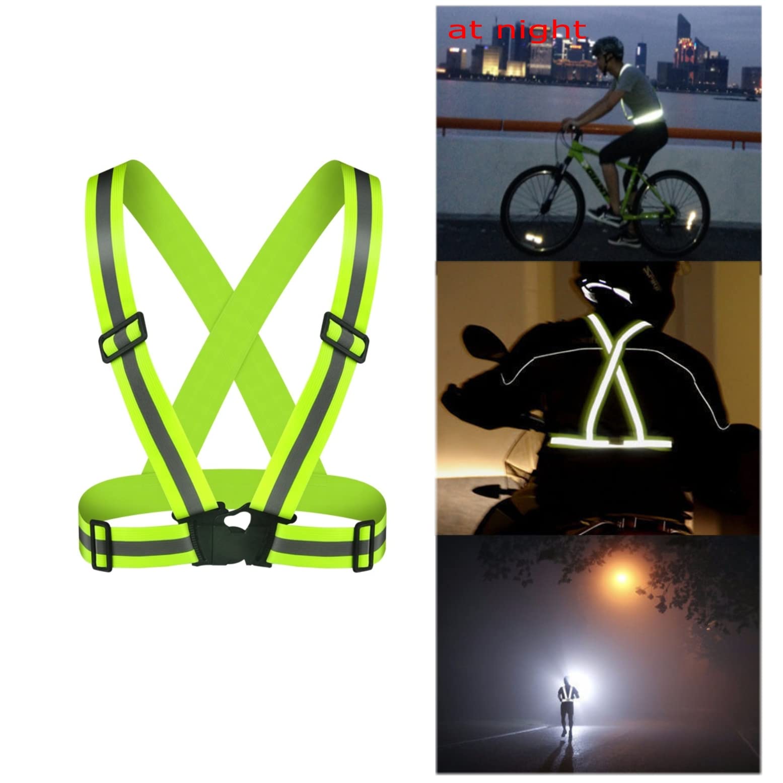 Gilet Réfléchissant,Réglable De Haute Visibilité Avec Sécurité 2 Bracelets Pour Vélo Course Marche Jogging Moto Sport Pour Adultes Et Enfantscution