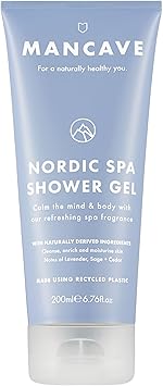 ManCave Nordic Spa Mens Shower Gel, 200 ml, Body Wash, Natural Ingredients, Vegan, Eco-Conscious and Cruelty-Free, Calming Shower Gel for Men with Lavender, Sage, Cedar, Body Wash for Men