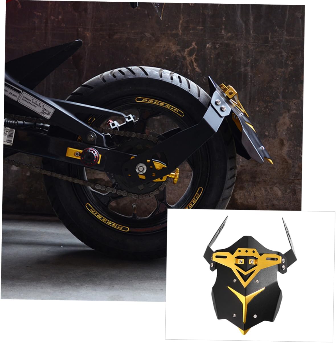 1set Front and Rear Mudguard for Motorcycles Easy to Install Off-Road Accessories Aluminum Alloy Rear Splash Guard Gold Essential for Riding Rain and Mud