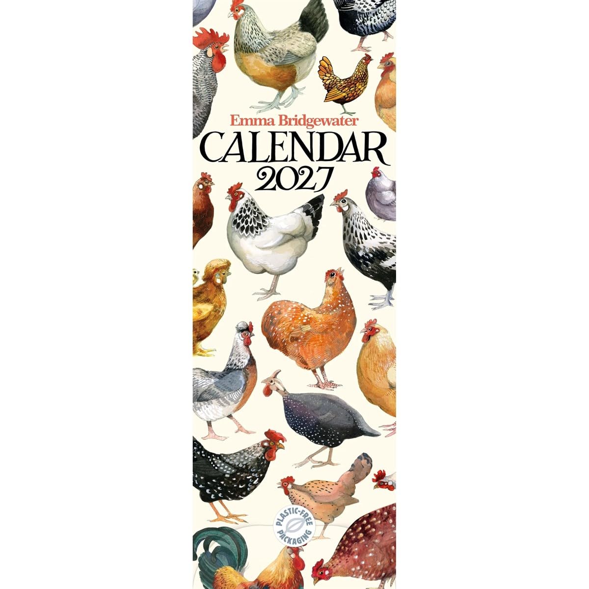 Carousel Worldwide Emma Bridgewater Chickens & Hens 2027 Slim Wall Calendar, 12-Month Calendar, Iconic British Design