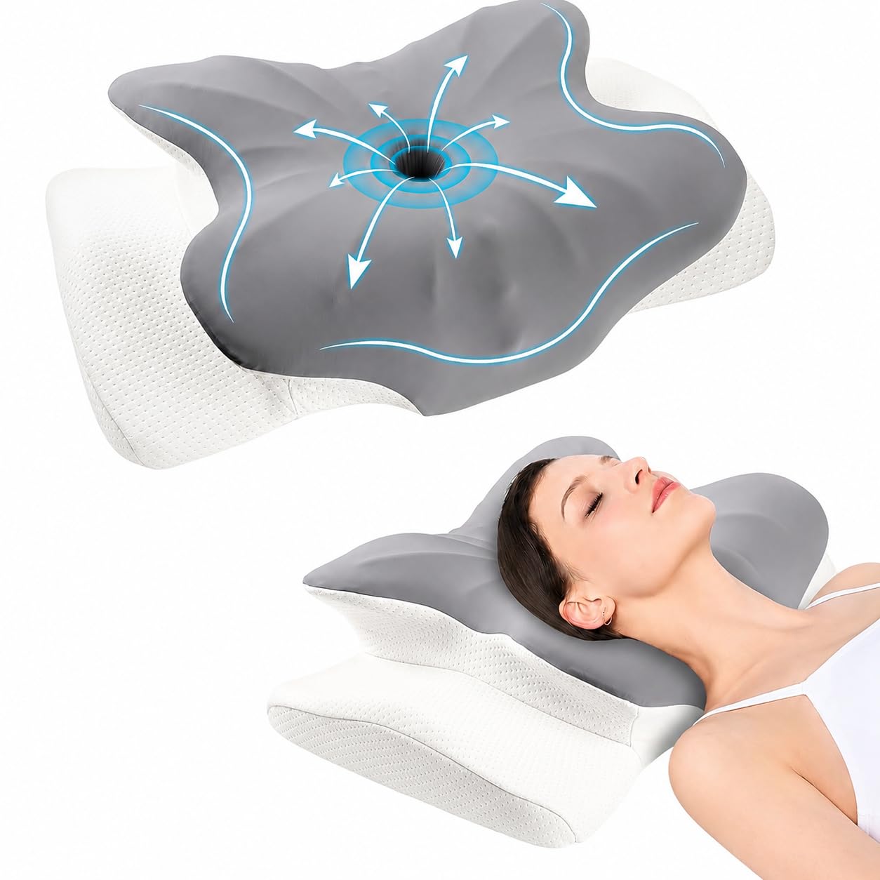 Memory Foam Pillow for Neck Pain Relief – Orthopaedic Cervical Neck Support Pillow for Side & Back Sleepers, Ergonomic Contour Pillow for Neck & Shoulder Pain, Breathable Washable Cover