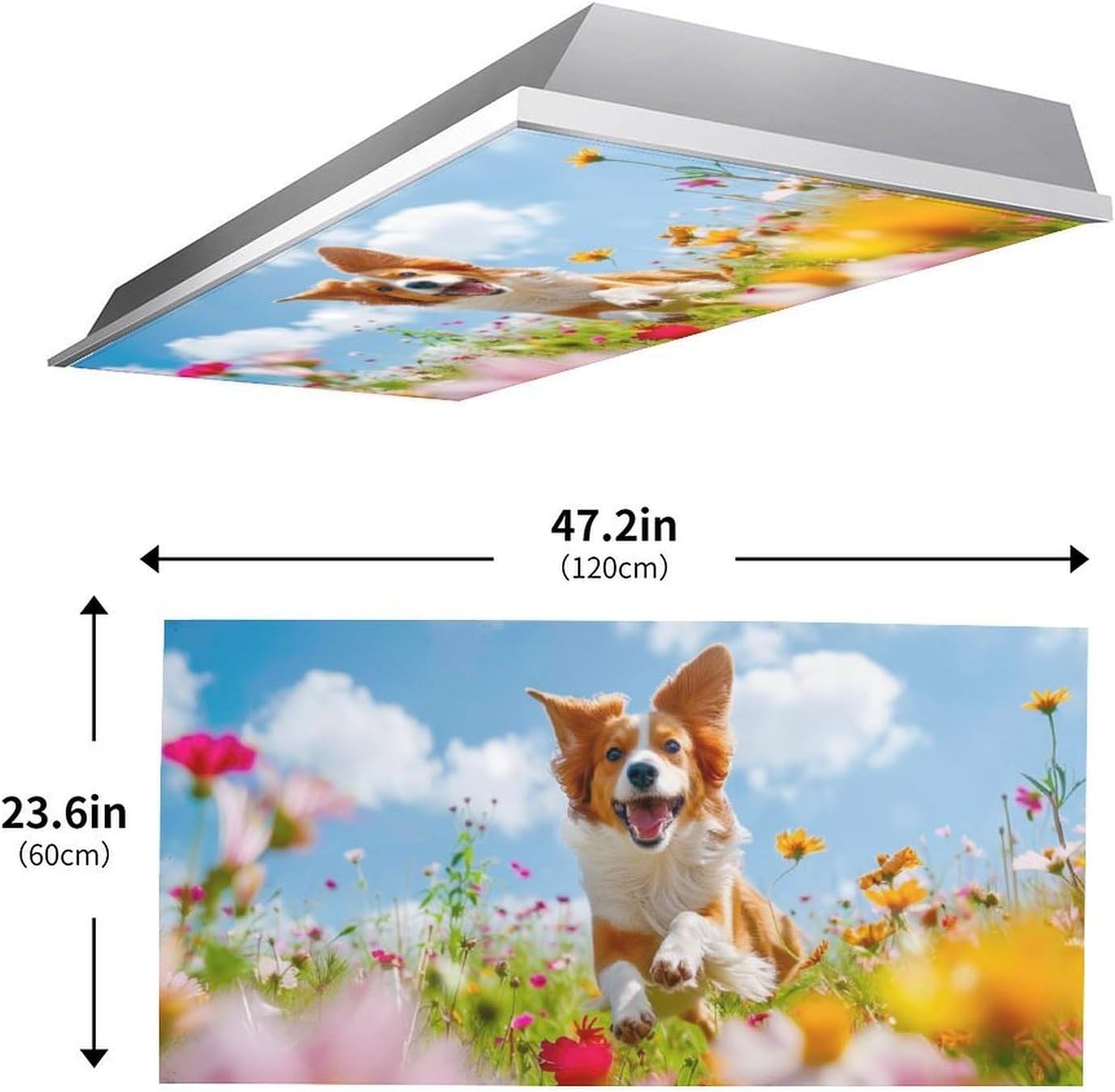 2PCS Cute Dog Magnetic Fluorescent Light Covers for Ceiling Lights 4x2 Ft, Classroom Light Filters Reduce Glare & Eye Strain, Decorative Light Diffuser Panels for School Office Home