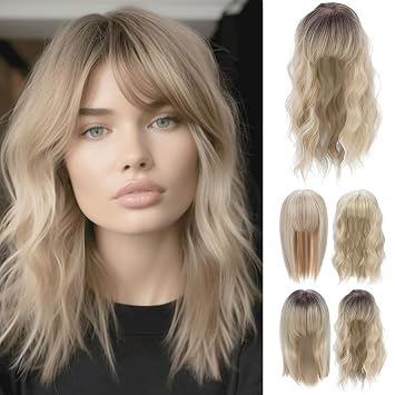 Rose bud Hair Topper for Women Ombre Blonde Wavy Hairline for Thinning Hair