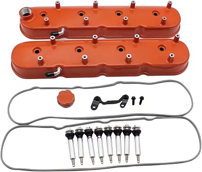 1 SET SHLPDFM Engine Valve Covers Cast Aluminium Orange Tall Chevy Valve Covers with Coil Mounts Fits for LS LS1 LS2 LS3 5.3 6.0 6.2 Engine