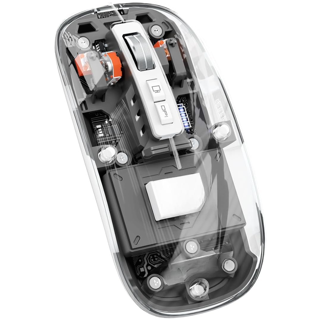 atdaraz Pureview Transparent Wireless and Bluetooth Rechargeable Mouse, USB Receiver,LED Battery Magic Silm for Office/PC/Mac/Laptop/Apple/ipad(Space Gray)-picture-11