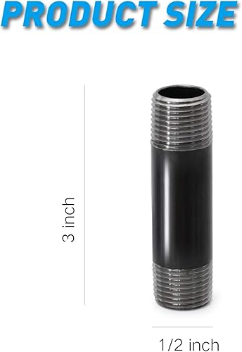 Miniatura 2 de Tubo industrial de 12 x 3 pulgadas, paquete de 10 tubos de hierro precortados resistentes, tubos roscados de metal para proyectos de bricolaje de