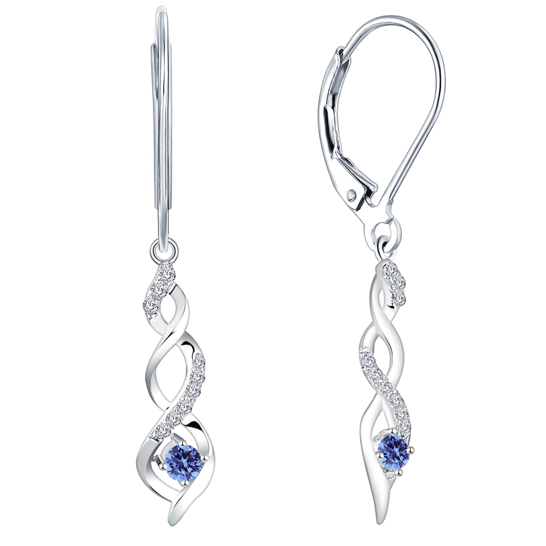 JO WISDOM Damen hängende ohrringe Unendlichkeit infinity silber 925 mit 3A Zirkonia Kristall Dezember Geburtsstein Tansanit Farbe,Schmuck für Frauen
