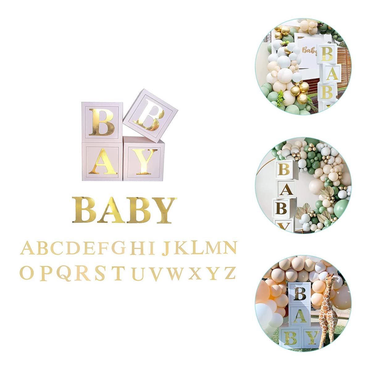 BESTYASH Décorations De Shower pour Garçon Blocs pour Garçon Fille Boîtes à Ballons Lettres Décoratives Révélation