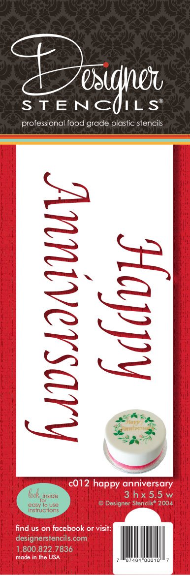 Happy Anniversary Cake Stencil, Beige/semi-transparent