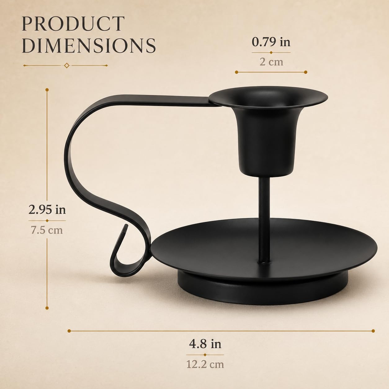 Black Taper Candle Holders Set of 2, Iron Candlestick Holders