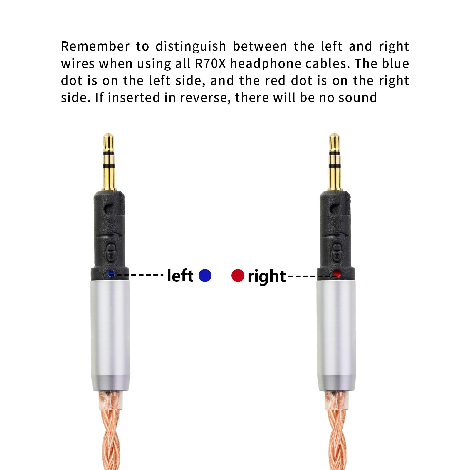 okcsc Cable de repuesto mejorado ZT16 R70X R70XA, cable de auriculares dual R70X a 3,5 mm, cable de cobre libre de oxígeno OFC de 16 núcleos, funciona para auriculares R70X R70XA de 4.92 pies