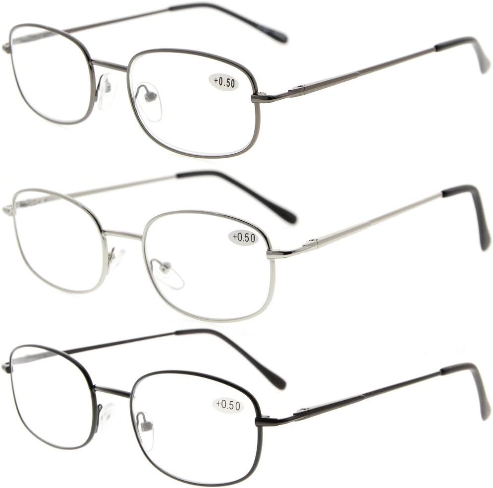 Eyekepper Metal Frame Spring Hinged Arms Reading Glasses 3 Pair Valupac Metal Readers
