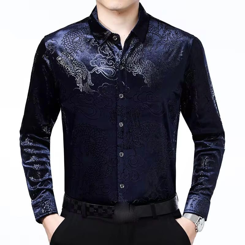 Chemise brodée de dragon chinois haut de gamme coupe ajustée - 2