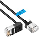 Chat flexible 6 Câble Ethernet 90° Angle droit 15 Pieds, Ultra Mince & Mince Rj45 LAN Gigabit de cordon applicable pour Mac, PC, Routeur, Ps4/5, (Noir)