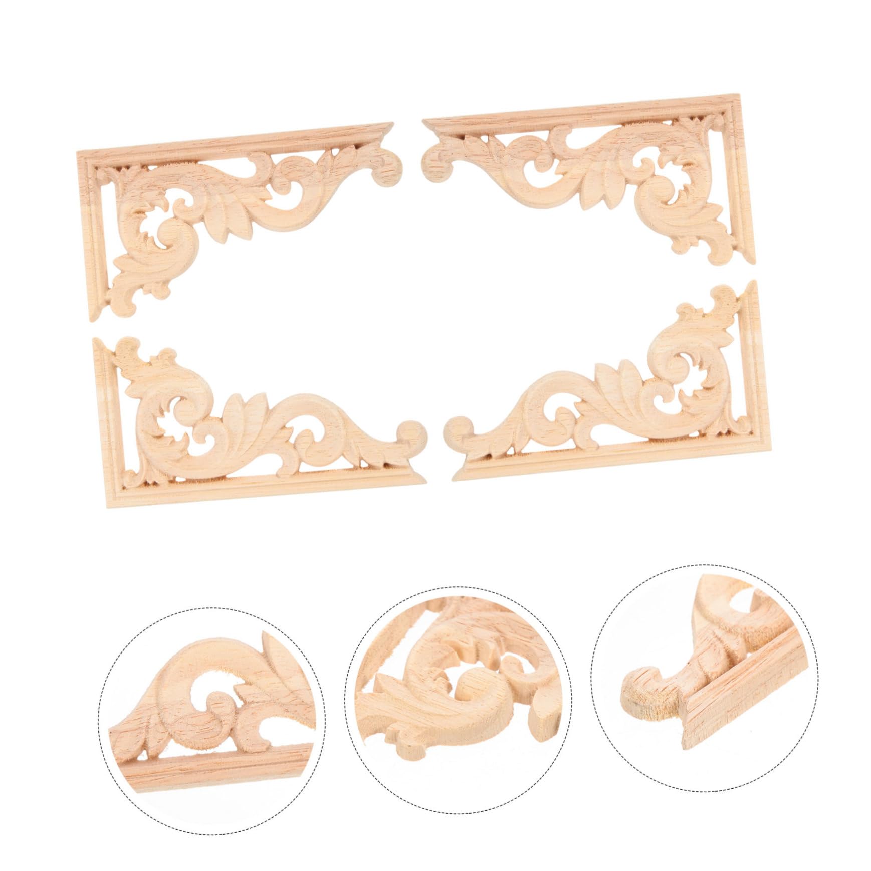 1x Bois Applique Euro En Sculpté Décalque Non Peint Pour Mobilier Mural