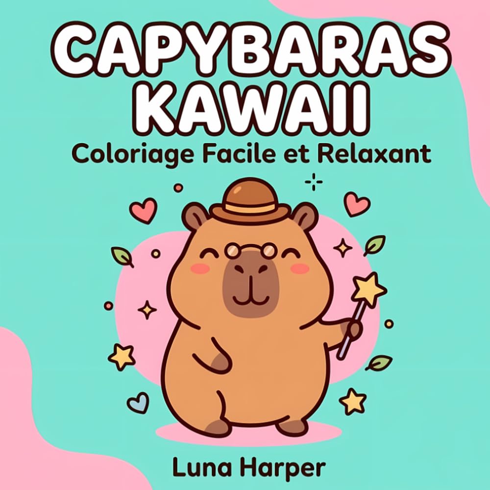 Livre de Coloriage Capybara kawaii : activité calme et relaxante - 50 dessins simples et amusants (Coloriage D'animaux mignons : Facile et relaxant)