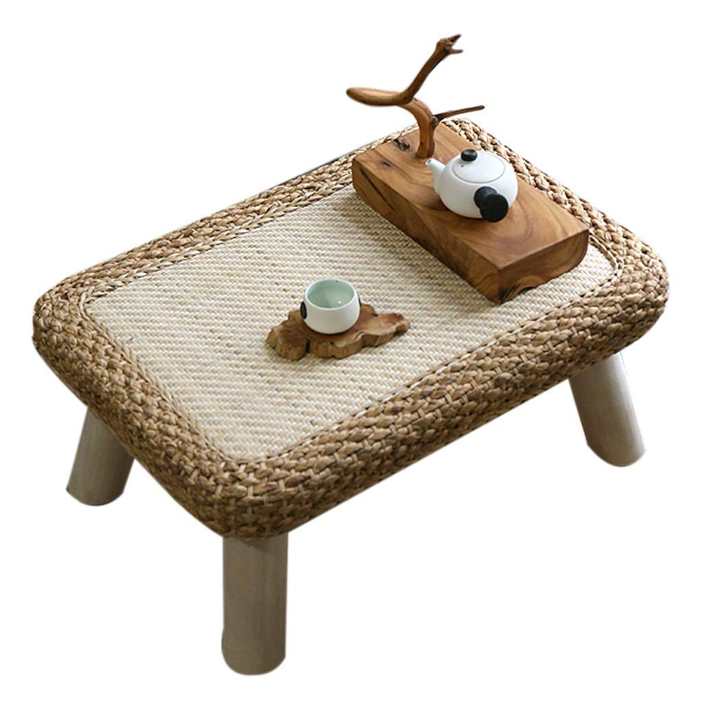 Table basse rotin petit format bois massif pour salon de style japonais