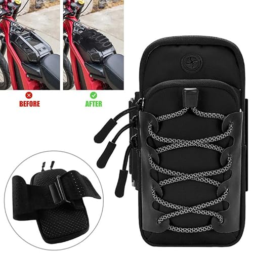 HEAVYSEVEN Motorcycle Battery Cover Storage Cloth Bag Fit For Sur-ron Light Bee X Segway, Dirt Bike Front Frame Bag Arm Strap Battery Cover Bag for Mobile Phone, Card, Earphone (grey)