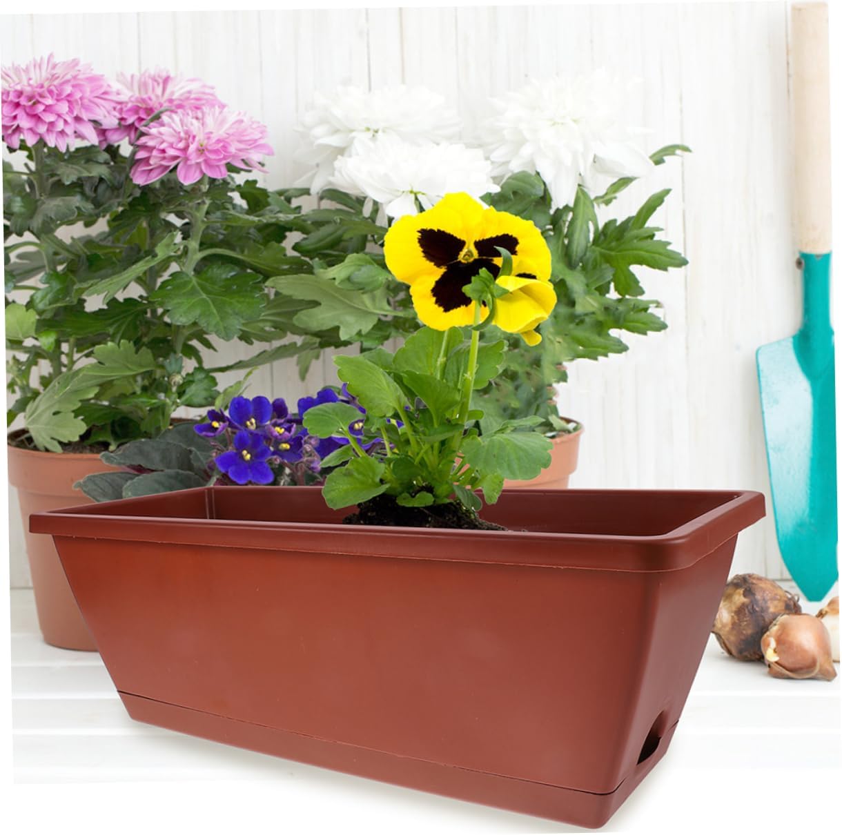 Toddmomy 4sets Window Box for Vegetables and Flowers with Saucer for Indoor and Outdoor Gardening