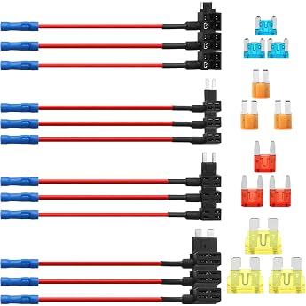 12 Piece Power Thief Car Fuse Set Includes Fuse Tap Adapter Standard Mini Micro2 Low Profile 4 Types ATO ATC ATM APM Circuit Fuse Tap Add-A-Circuit Fuse Tap for Car Truck Boat Motorcycle