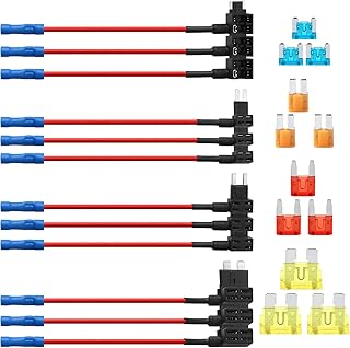 12 Pièces Adaptateurs Porte Fusible 12V pour Voiture 4 Types Circuit Prise Fusible ATO ATC ATM APM Kit Comprenant Standard Mini Micro Micro2 avec 12 Fusibles(Micro2-5A Micro-10A Mini-15A Standard-20A)