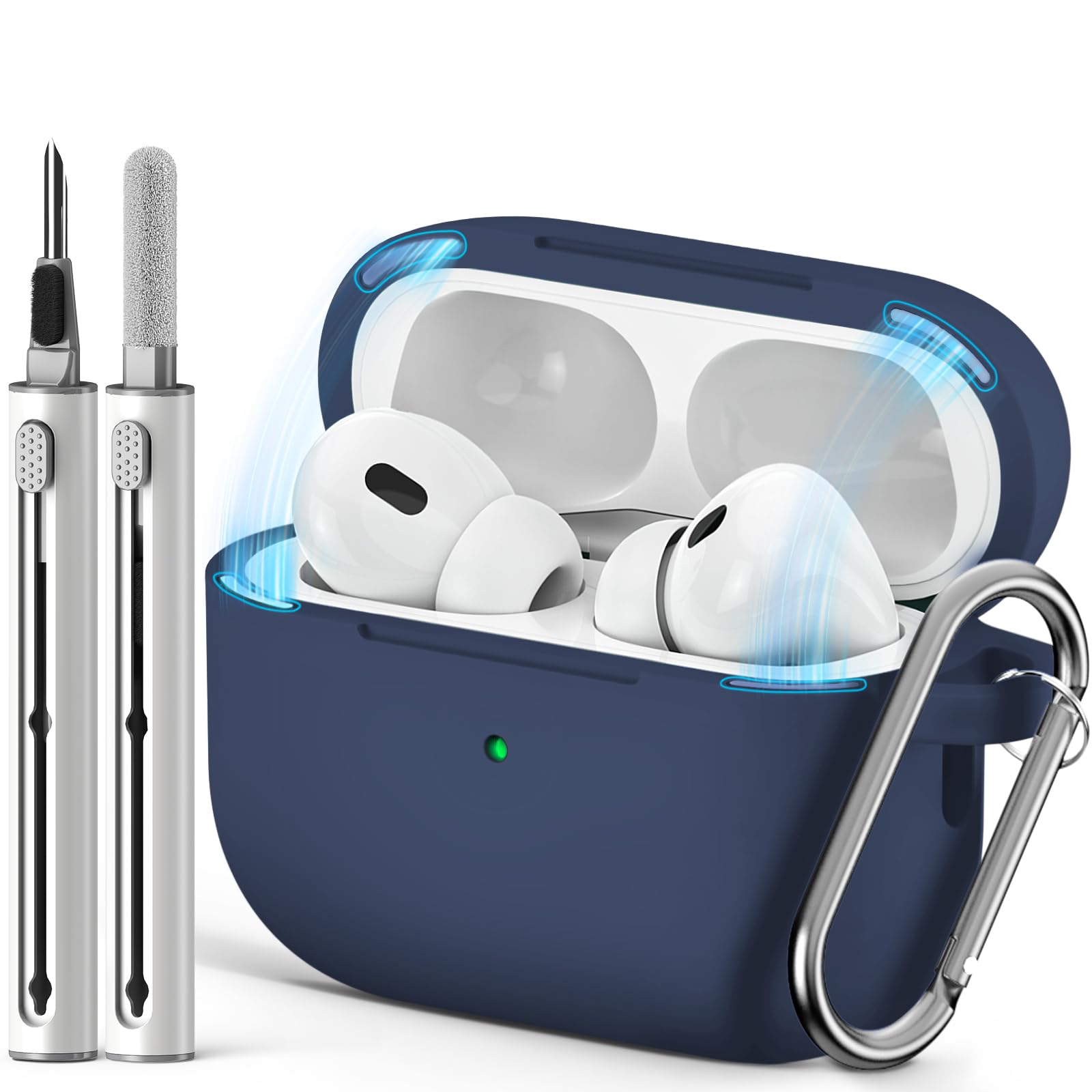 Inesore Compatible with AirPods Pro 3 Case with Cleaning Kit, Silicone Protective Case Cover for Apple Air Pods Pro 3rd (2025), Unisex Design - Black — view 30