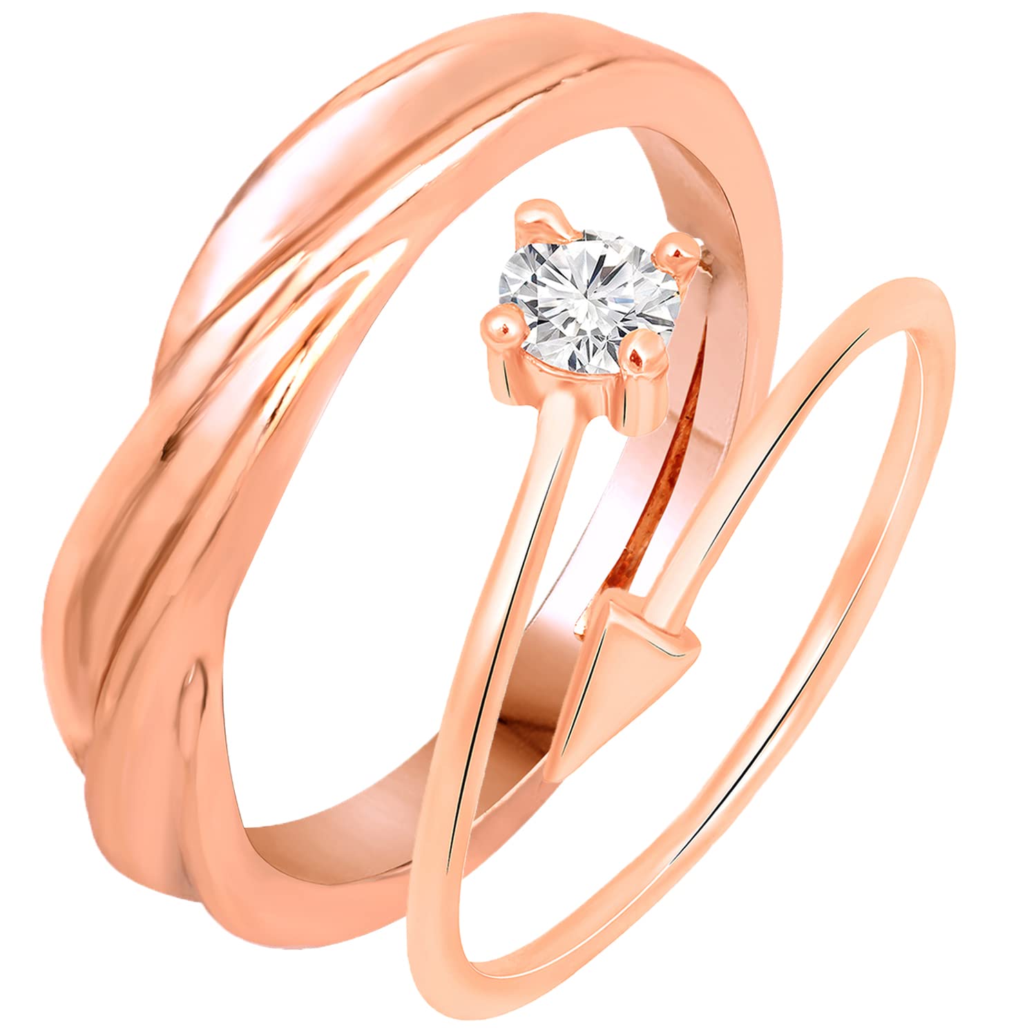Mahi Rose Gold Plated Valentine Gift Proposal Adjustable Couple Ring with Cubic Zirconia (FRCO1103188Z) (B0BJKVXV6M) Amazon Price History, Amazon Price Tracker