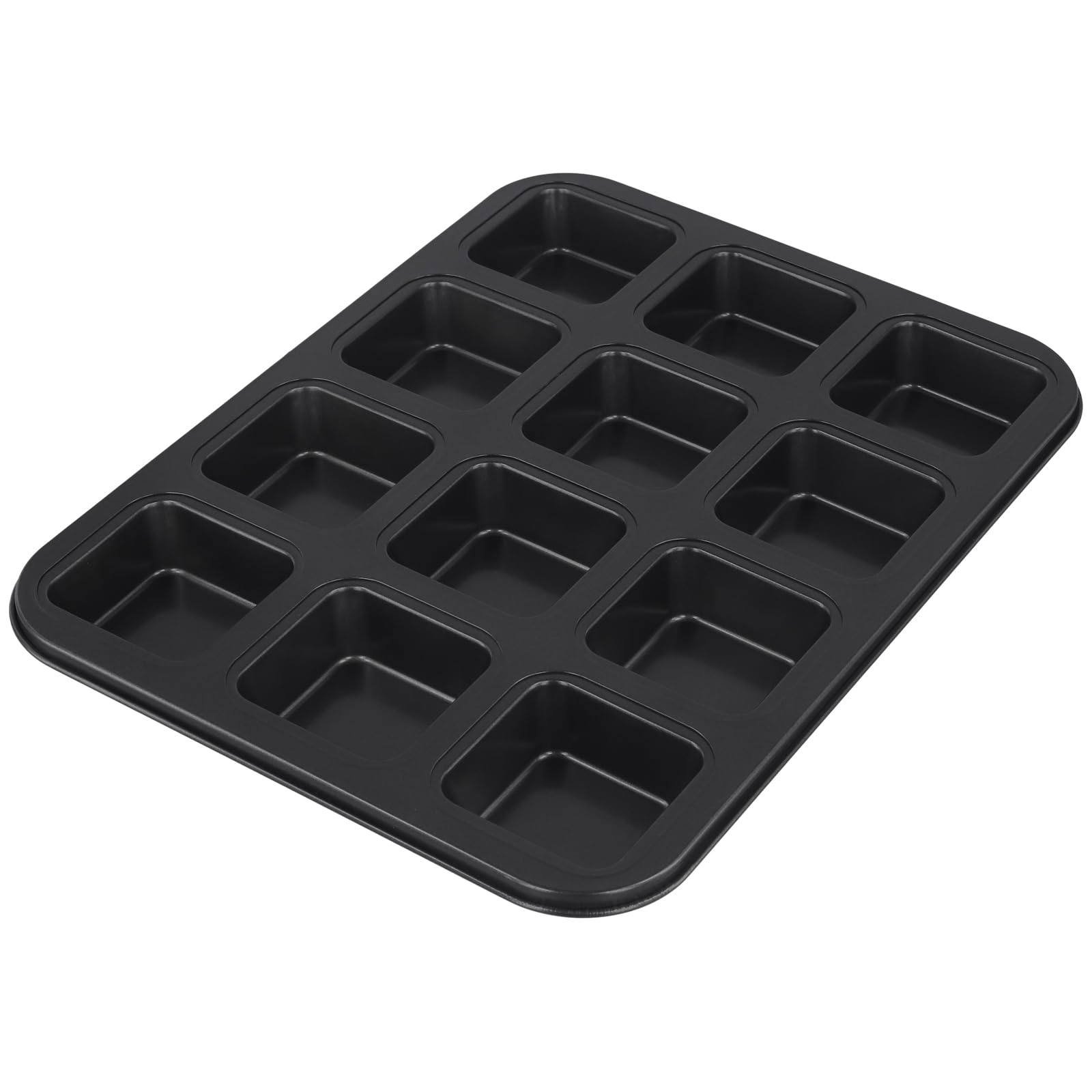 Confezione da 3 mini teglie per brownie con 12 cavità, antiaderenti, quadrate, in acciaio al carbonio, mini teglia per pane, biscotti, cioccolato, cheesecake, brownie, 35,5 x 26,5 x 3 cm