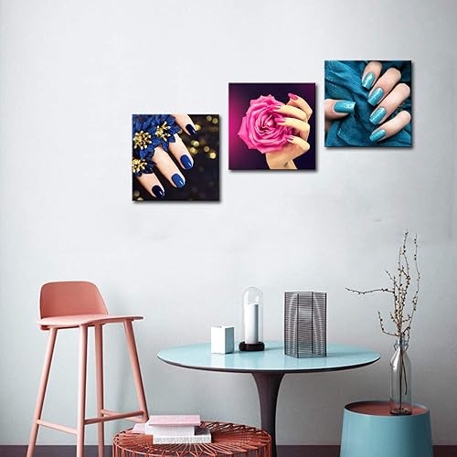 Miniatura 4 de Artsbay 3 piezas de lienzo moderno arte de pared para mujer, salón de belleza, pintura, pintura de uñas, arte de spa, maquillaje y manicura, póster