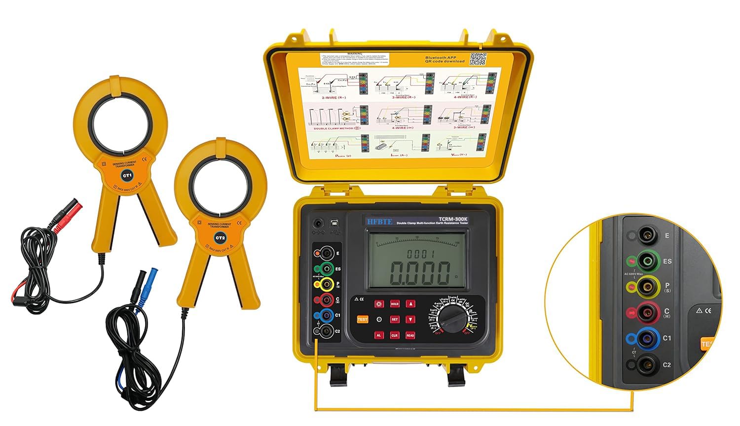 Double Clamp Earth Resistance Tester Soil Resistivity Meter Tester for Measuring Earth Resistance,DC Resistance,Soil Resistivity,Earth Voltage,Earth Current,Etc