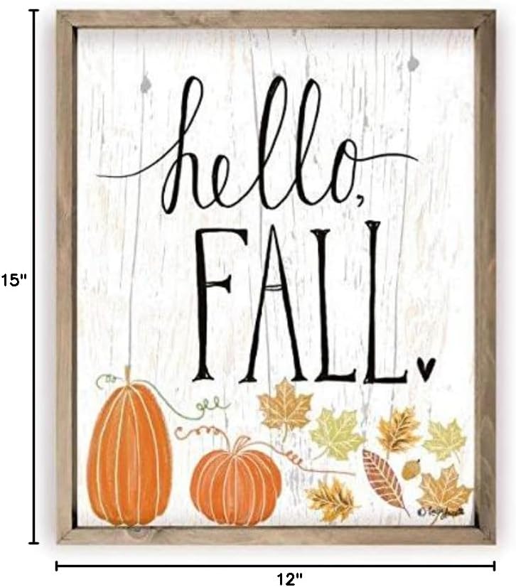MRC Wood Products Hello Fall Rustic Wall Sign 12x15 (Frame Included)