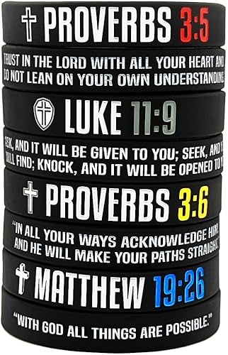 Paquete de 8 pulseras de silicona con versículos bíblicos cristianos Regalos religiosos de goma para hombres, mujeres, adolescentes Faith Hope