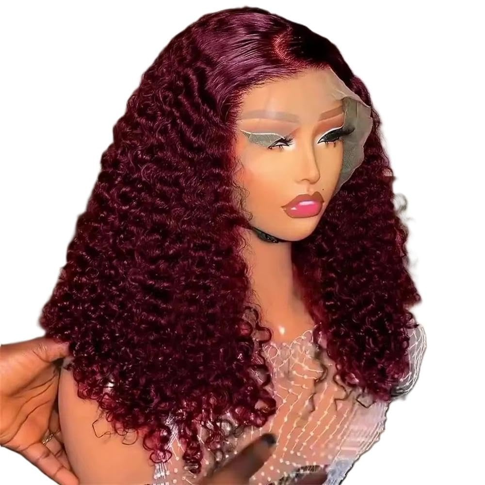 Haarpflege Burgunderrote Wasserwelle Kurze Bob-Perücke 13 X 4 Spitze Vorne Für Schwarze Frauen Vorgezupfter Haaransatz Cosplay Täglich