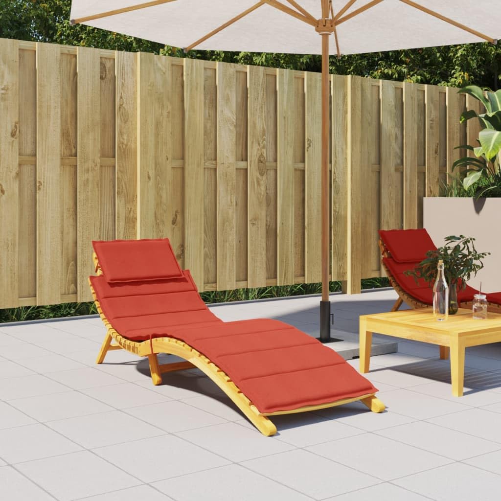 vidaXL Cojín para Tumbona Tela Rojo Melange 186x58x4 cm, cojín de Exterior, cojín Asiento de jardín, cojín para Muebles de jardín, cojín de jardín