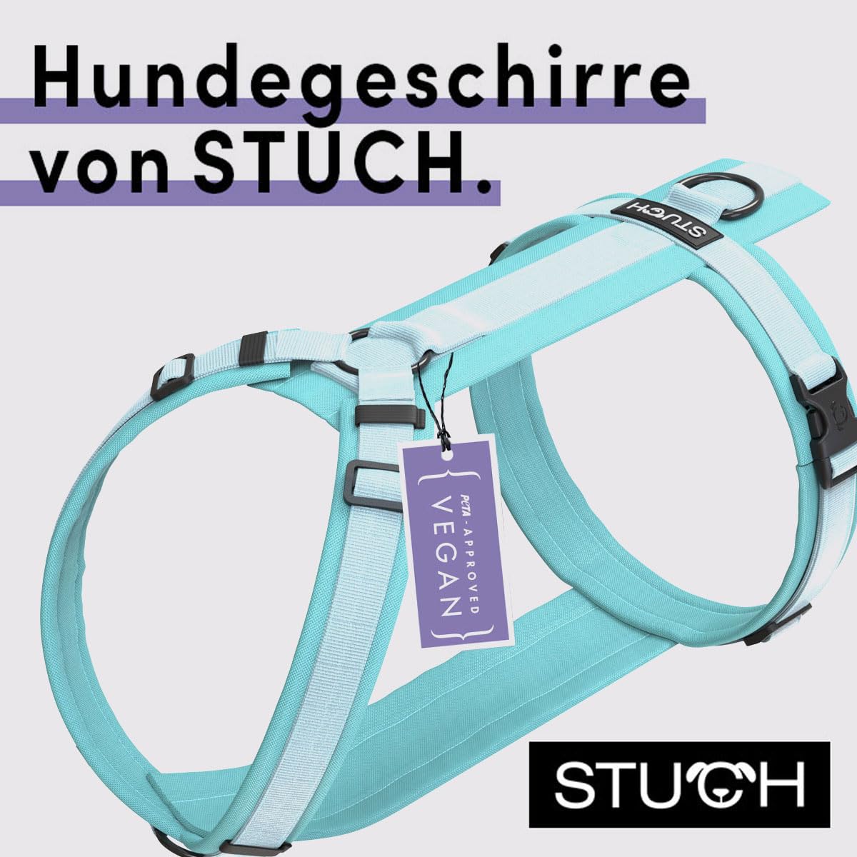 STUCH Arnés para perros – Arnés ajustable de nailon – acolchado – para perros pequeños, medianos y grandes, color: turquesa, talla L