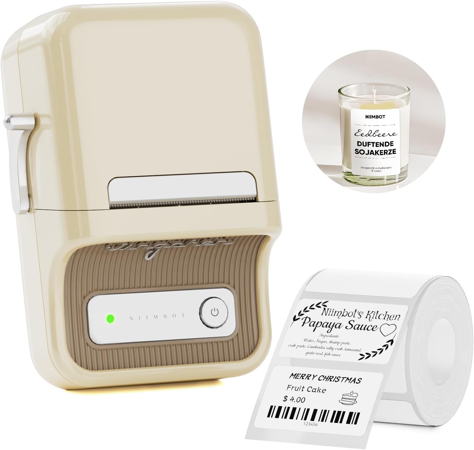 B21 Label Maker, Thermal Label Printer, Portable Inkless Label Makers for Home/Office/Business, with 1 Pack 50x30mm White Label, Compatible with iOS & Android, (White)