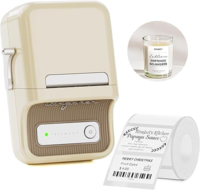 NIIMBOT B21 Label Maker, Thermal Label Printer, Portable Inkless Label Makers for HomeOfficeBusiness, with 1 Pack 50x30mm White Label, Compatible with iOS & Android, White