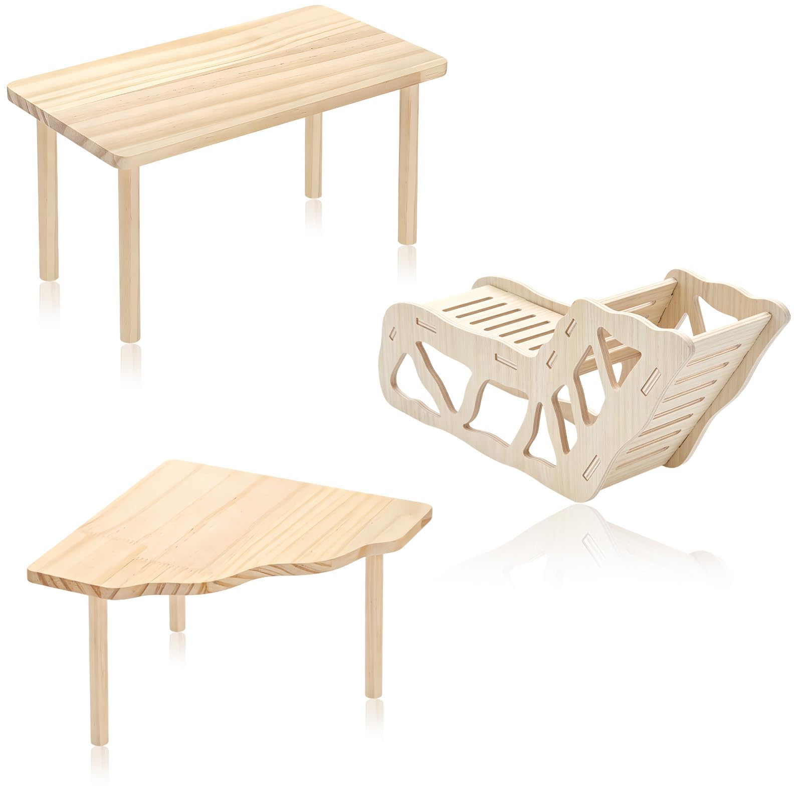 BPTZYLN 3PCS Hamster Platforms, Wood Hamster Cage Accessories Set