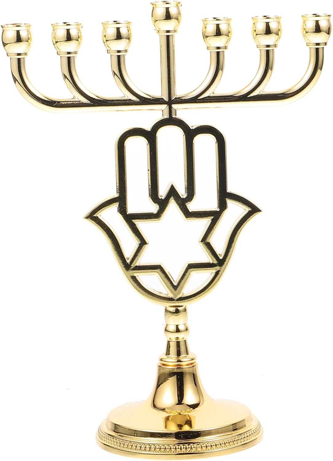Retro Style Menorah Candlestick Holder Gold Tabletop Decor for Hanukkah Jewish Home Decor Unique