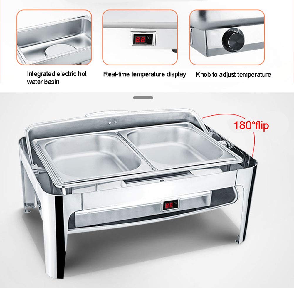 Scaldavivande Quadrato In Acciaio Inox Con Vassoio Riscaldante, Scaldavivande Commerciale, Ideale Per Feste, Buffet, Catering, Cene A Casa, Partite Di Calcio O Decorazioni Per Riunioni In Ufficio, Gn