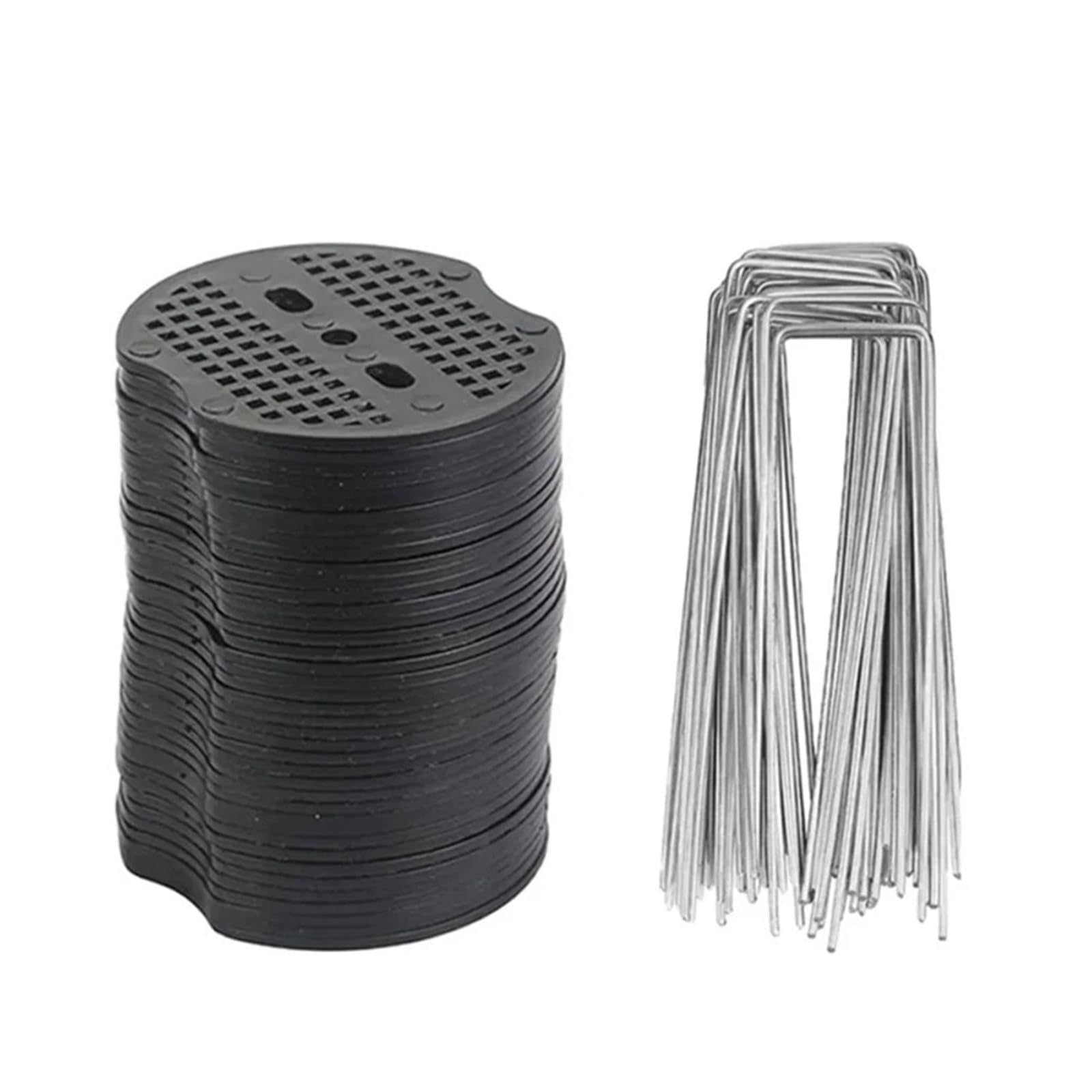 HNULGVI U-shaped garden nails U-Shaped Garden Stakes & 3-Hole Washers Turf Nails for Securing Weed