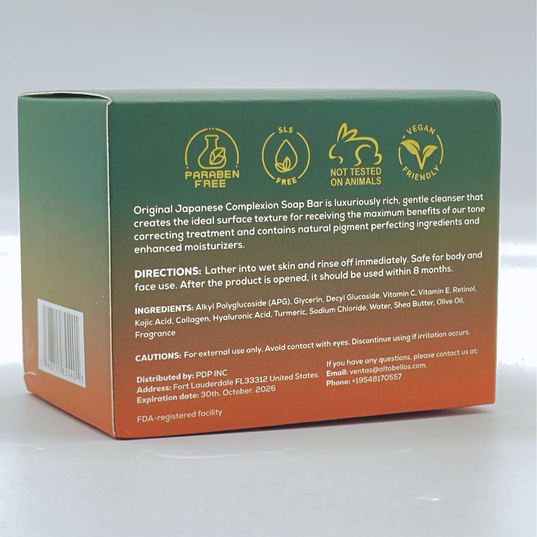 Altobello's Turmeric Kojic Acid Soap - Dark Spots Remover for Face & Body, Brightening Skin Lightening Bar with Vitamin C, Collagen, Hyaluronic Acid - 2 Bars + Exfoliating Net. - Image 9