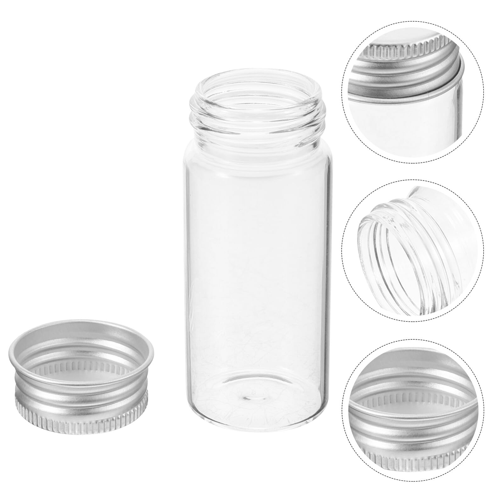 24 Stück 30ml Glas Reagenzgläser mit Deckel Transparente Fläschchen mit 24 Eisenverschlüssen Auslaufsicher für Aufbewahrung