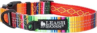 Leash Boss Patterned Reflective Dog Collar, Pattern Collection, Colorful Dog Collar with Triple Reflection Threads for Small, Medium and Large Dogs (Medium 13.5"-19.5" Neck x 1" Wide, Blanket Pattern)